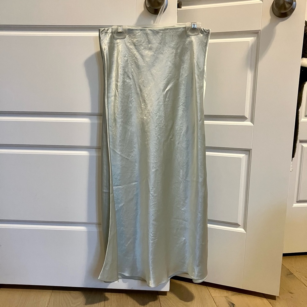 Size 4 Babaton Mint Blue Silk Midi Slip Skirt